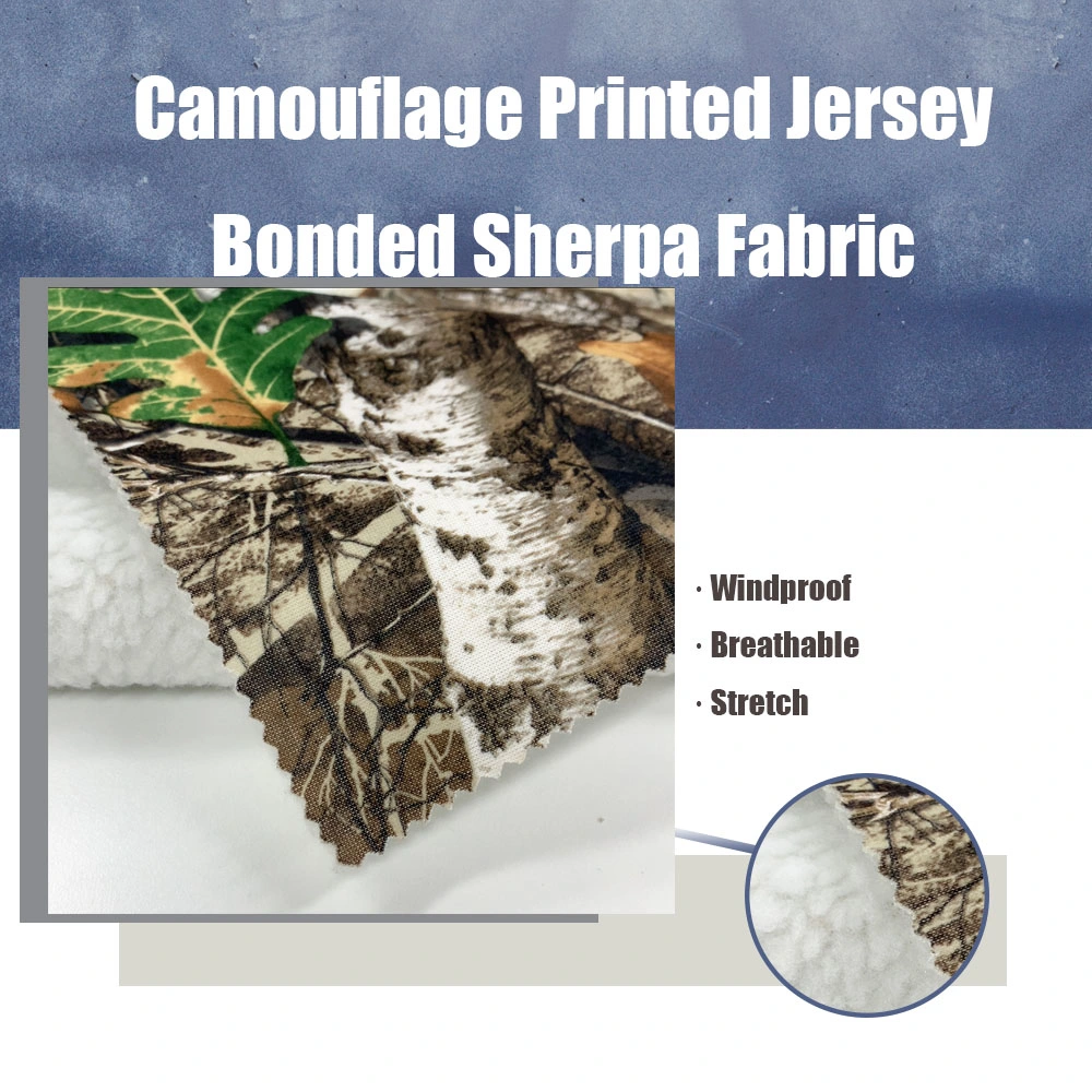 Garment Textile Camouflage Fabric Jersey Knit TPU Film Bounded Sherp Softshell