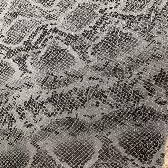 350GSM Snake Skin Foil Print Synthetic Leather PU Suede Fabric for Clothing